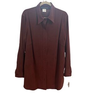 NWT Vintage Harve’ Benard Burgundy Button Down Blouse 20W